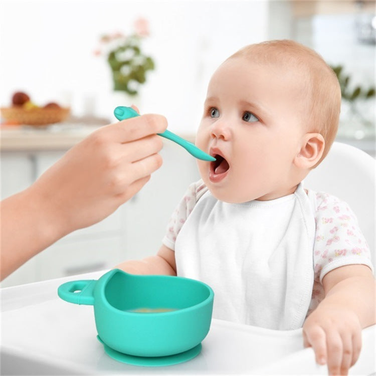 Silicone Baby Bowl & Spoon Set - 3pc Suction Base BPA-Free