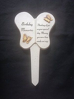 Birthday Memory Memorial Butterfly Stake Garden Grave Ornament pushes in ground
