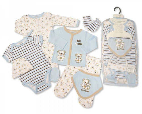7 Piece Baby Boys Layette Clothing Gift Set Little Teddy Bear  by Nursery Time  3-6 MONTHS