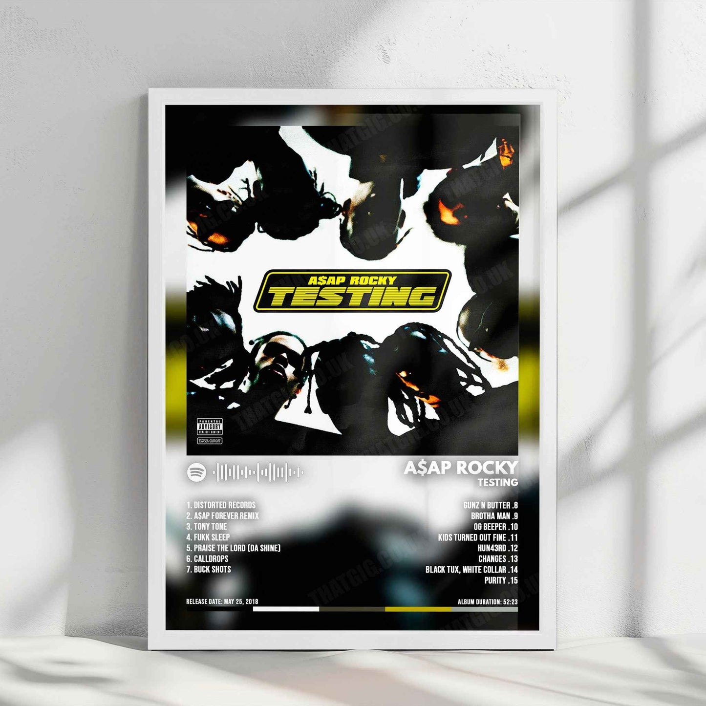 A$AP Rocky "TESTING" Album Cover Poster - with Complete Tracklist