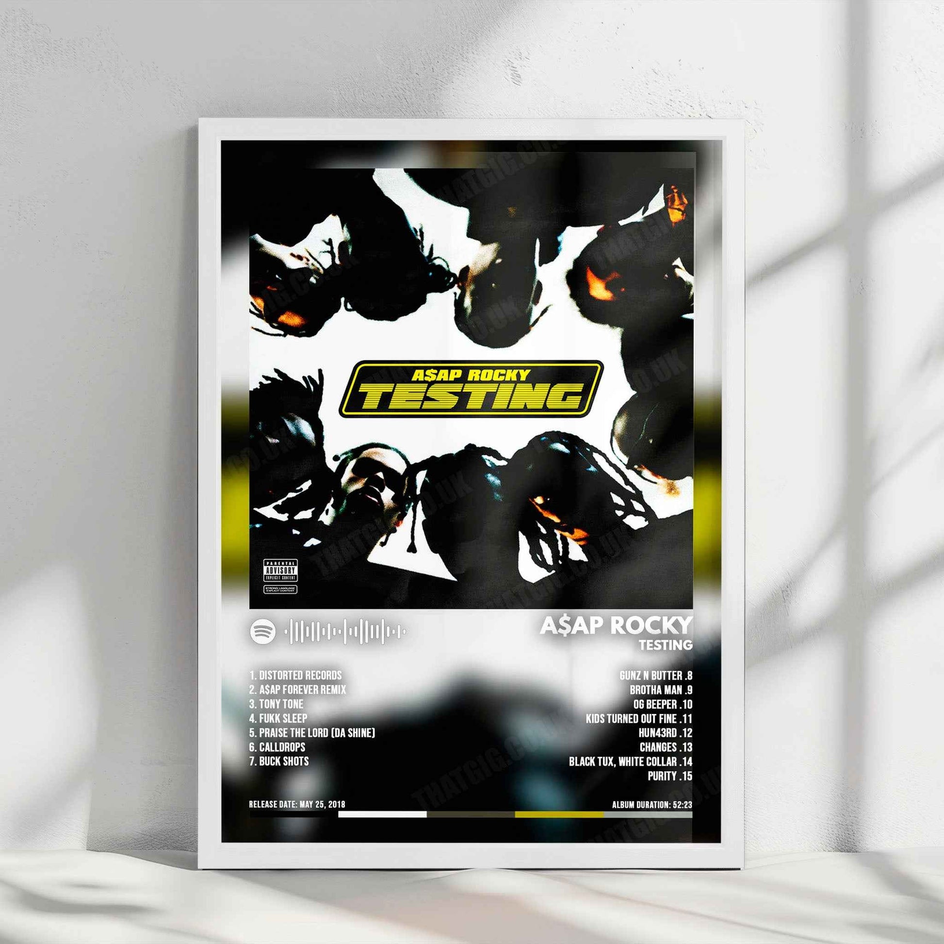 A$AP Rocky "TESTING" Album Cover Poster - with Complete Tracklist