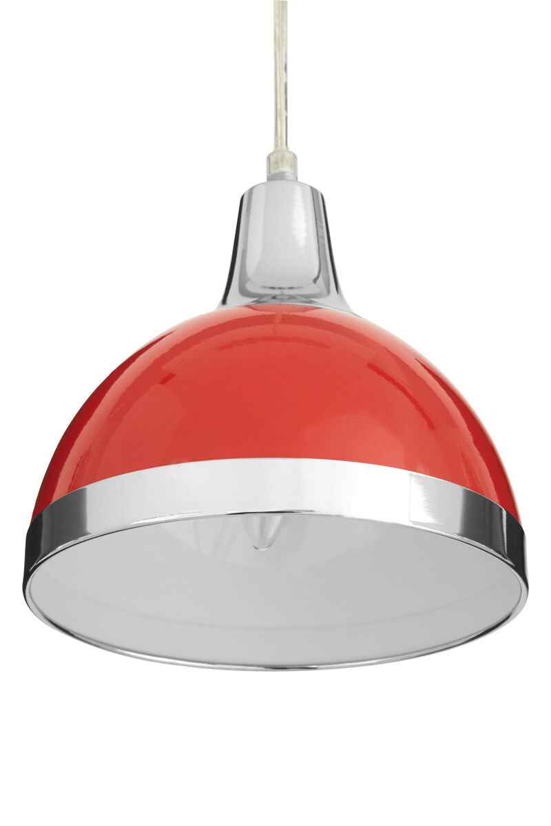 Jasper Red Shade And Chrome Pendant Light