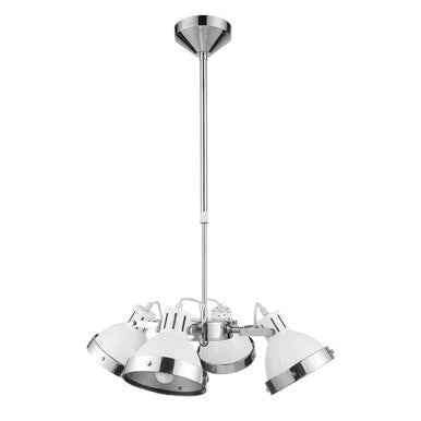 Jasper White Shade and Chrome 4 Light Pendant Light