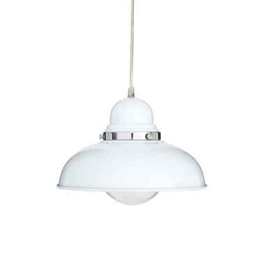 Jasper White Finish Pendant Light With Chrome Detail