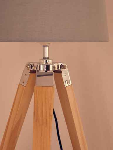 Hadson Tripod Table Lamp with Light Wood Base