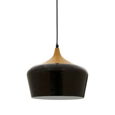 Blayne Black Metal And Wood Pendant Light