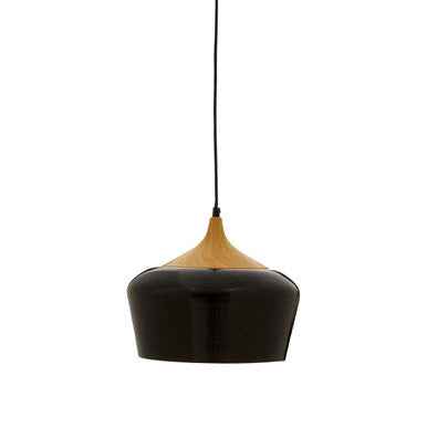 Blayne Black Metal And Wood Pendant Light