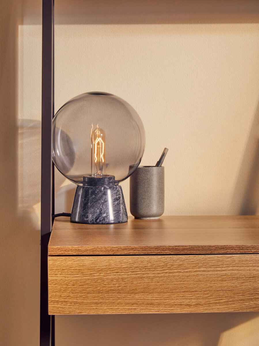 Lamonte Globe Lamp with Black Marble Base