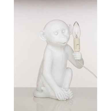 Boho White Finish Monkey Lamp