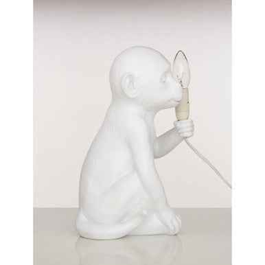 Boho White Finish Monkey Lamp