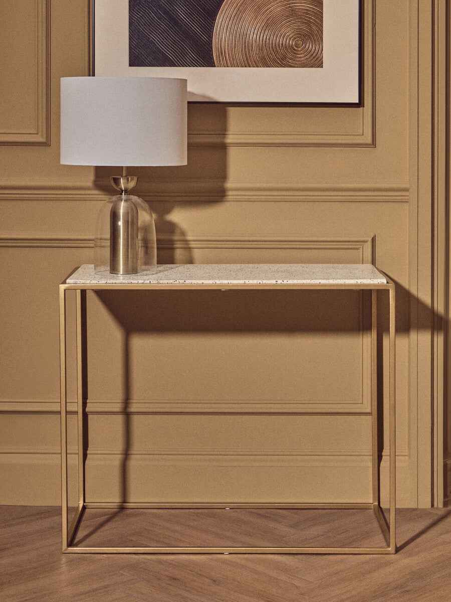Sellis Clear Glass And Brass Finish Metal Table Lamp