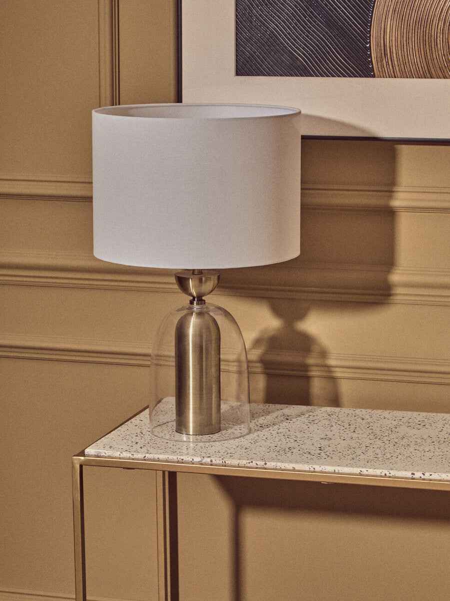 Sellis Clear Glass And Brass Finish Metal Table Lamp
