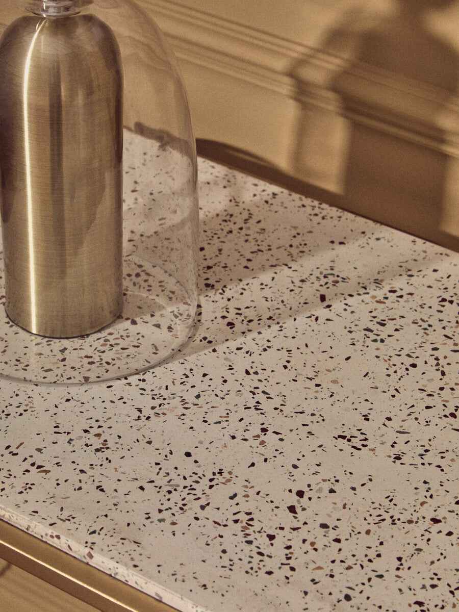 Sellis Clear Glass And Brass Finish Metal Table Lamp