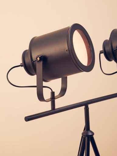 Stockholm Two Spotlight Matte Black Tripod Floor Lamp