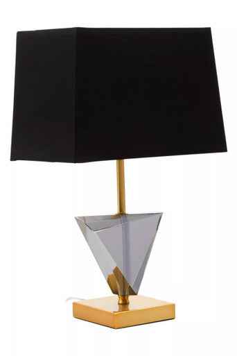 Halina Smoked Crystal Table Lamp with Gold Metal