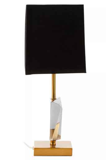 Halina Smoked Crystal Table Lamp with Gold Metal