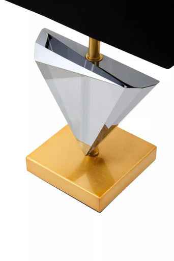 Halina Smoked Crystal Table Lamp with Gold Metal