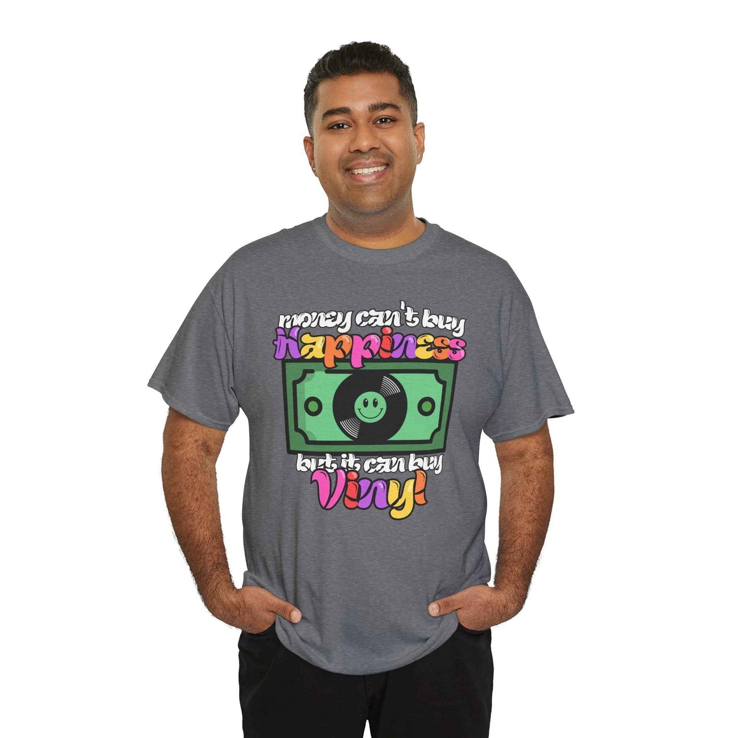 'Money can't buy happiness' Men's Vinyl T-Shirt