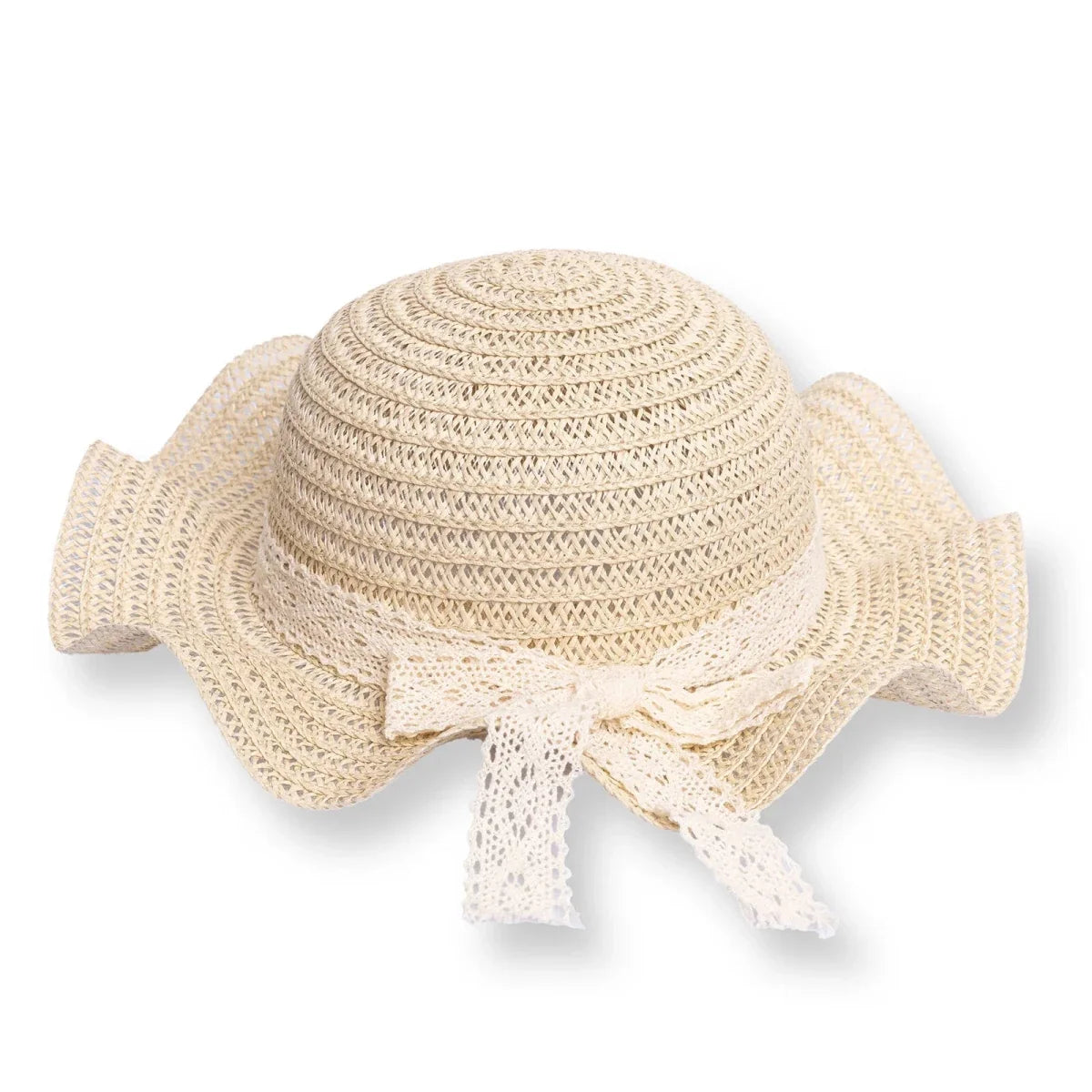HelloBaby Ribbon Trim Straw Baby Hat (12 Months to 1-4 Years)