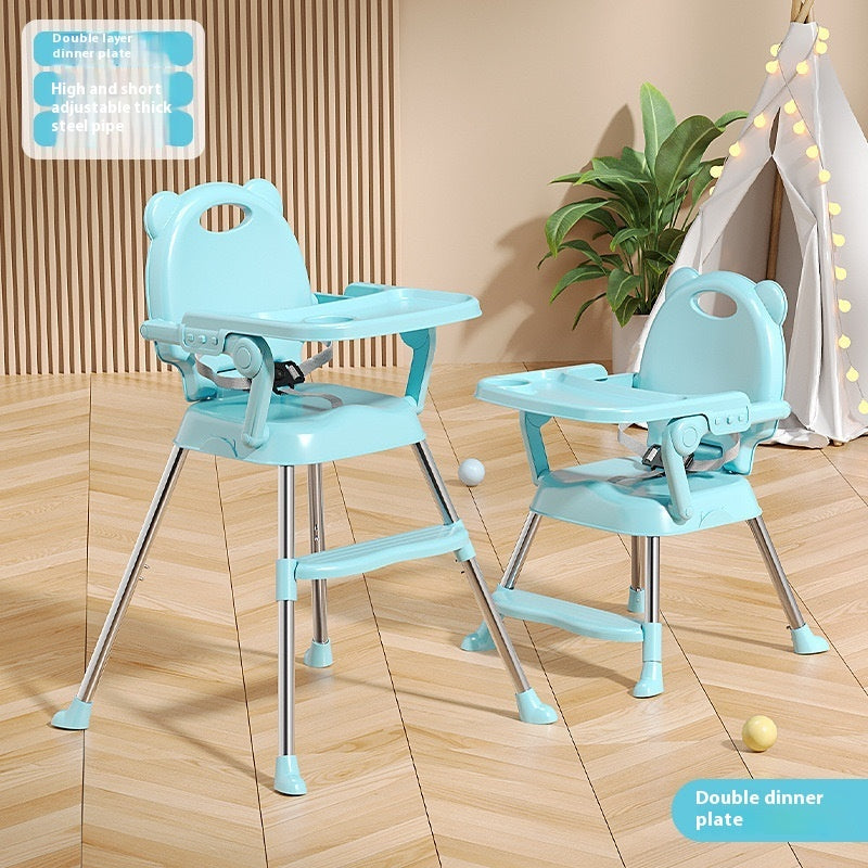 Abaddou Foldable Baby High Chair - Adjustable Metal Frame 105cm