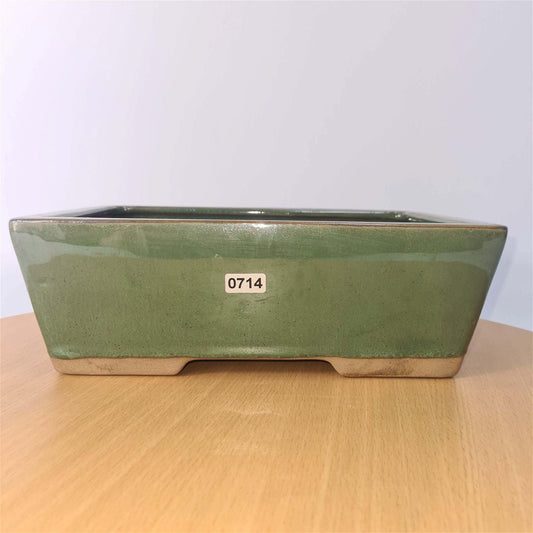 25cm Glazed Bonsai Pot | Rectangle | 25cm x 18cm x 9cm | Green