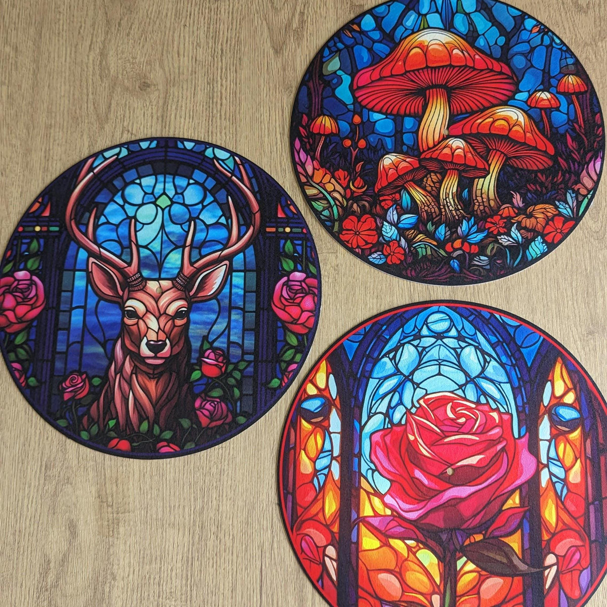 Stain Glass effect Wise Owl Slip mat for turntables