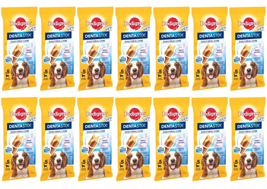 14 x Pedigree Dentastix Daily Oral Care Medium 10-25Kg 5 Sticks 128G