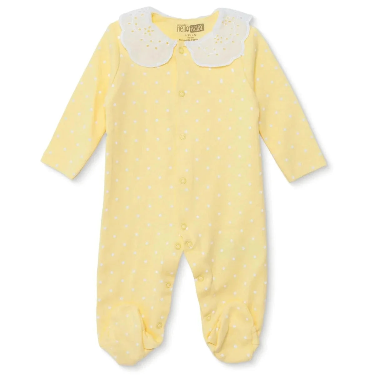 HelloBaby Polka Dot Long Sleeve Baby Sleepsuit with Feet (Newborn to 6-9 Months)