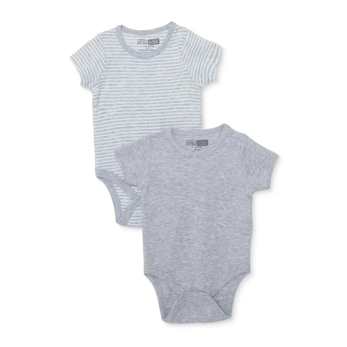 HelloBaby 2 Pack Striped Short Sleeve Baby Bodysuits (1-3 Months to 2-3 Years)