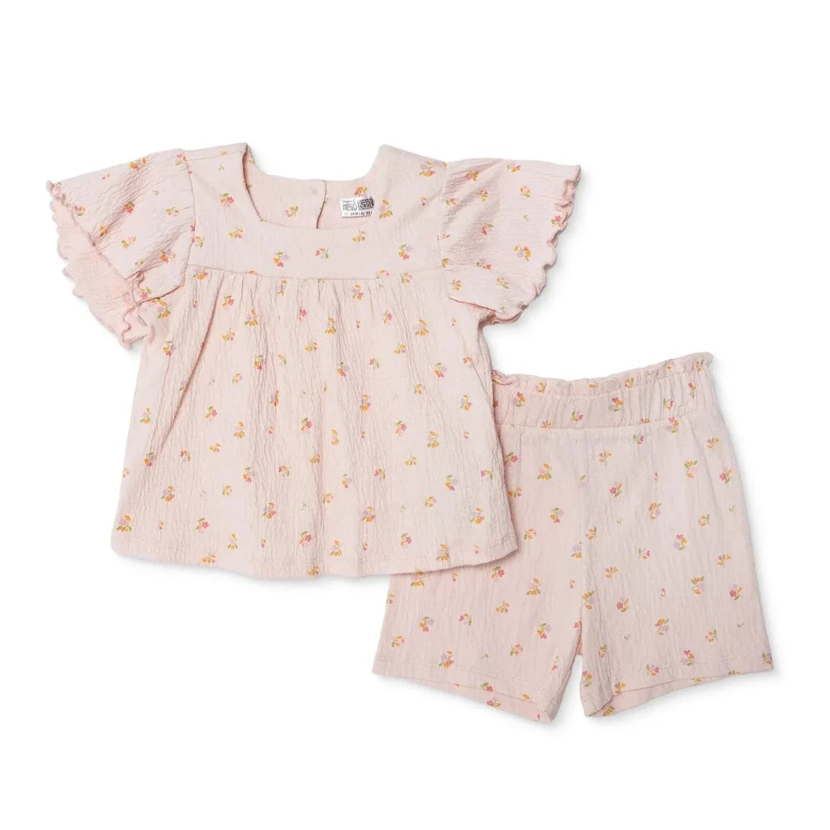 HelloBaby Short Sleeve Ribbed Baby Top & Shorts Set (6-9 Months to 4-5 Years)