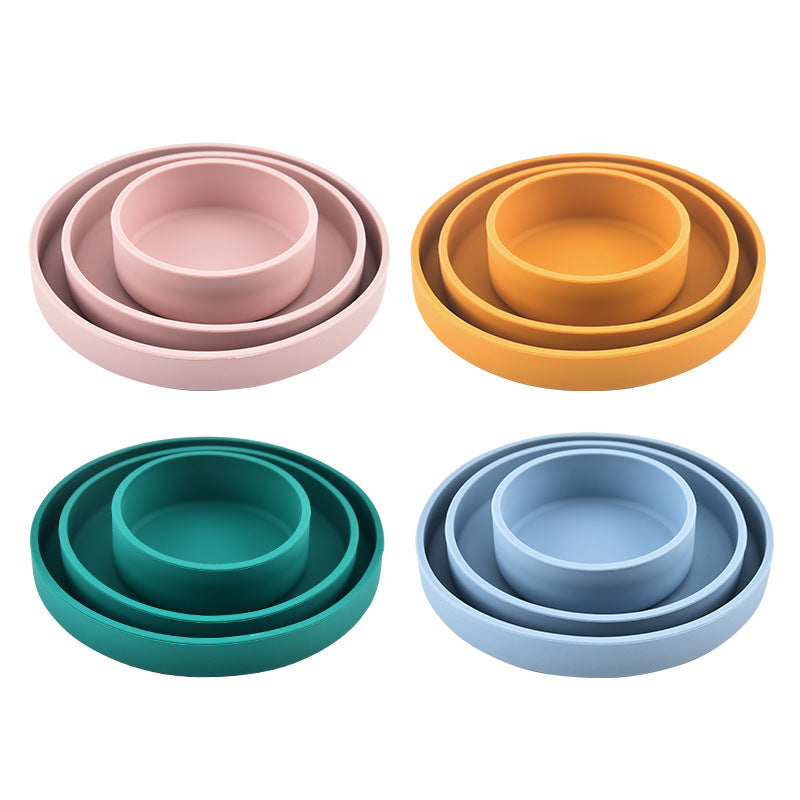 Silicone Baby Feeding Plate - BPA-Free Divided Suction Bowl