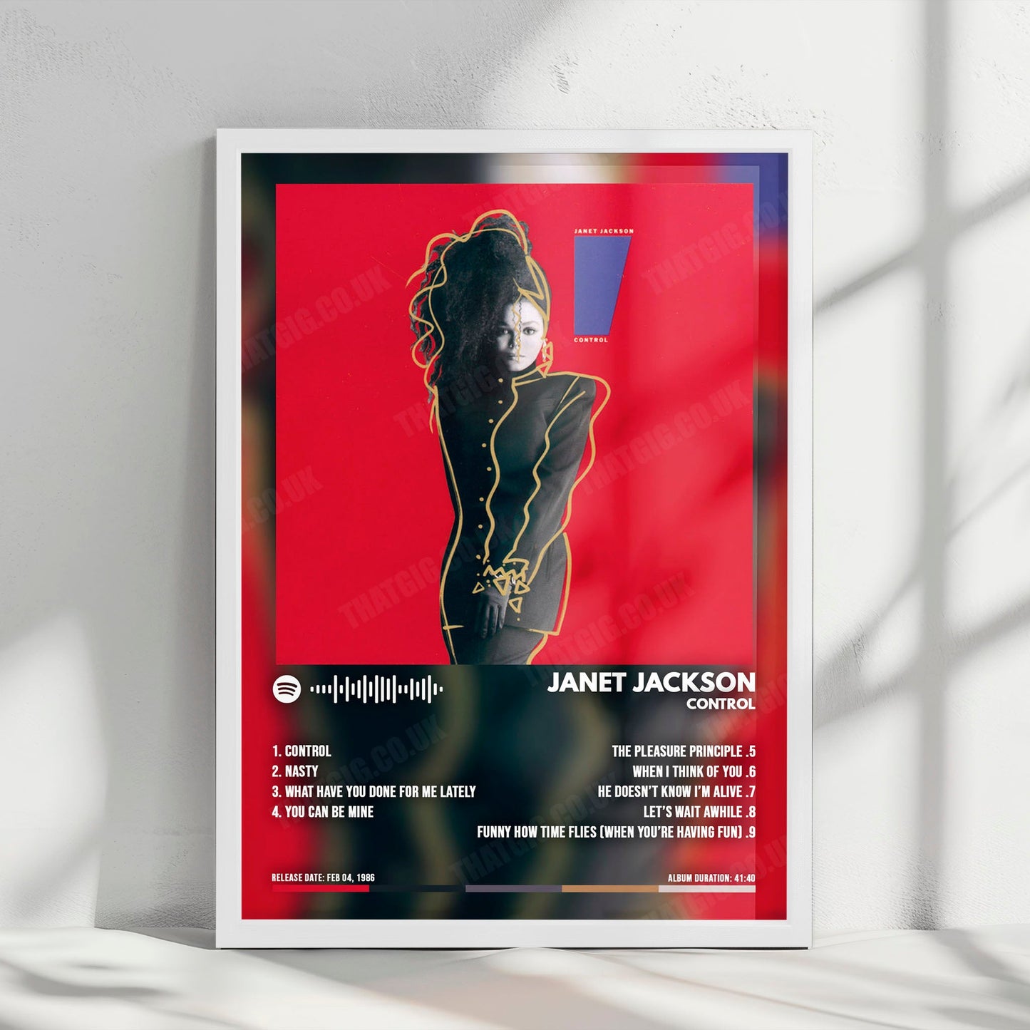 Janet Jackson "Control  " Album Cover Poster - with Complete Tracklist