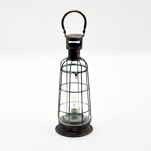 MSL 46cm BATTERY & BULB METAL GARDEN LANTERN Brown