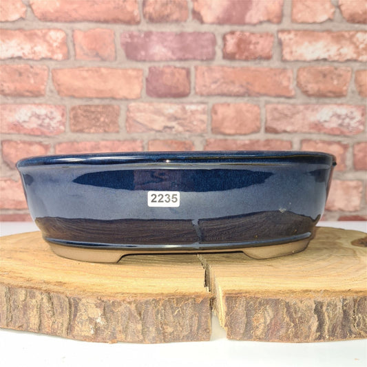 27cm Glazed Bonsai Pot | Oval | 27cm x 21cm x 8cm | Blue