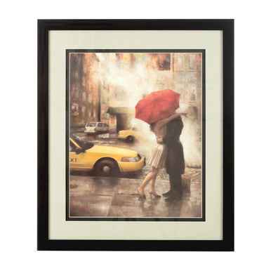 City Framed Couple Under Umbrella Wall Art
