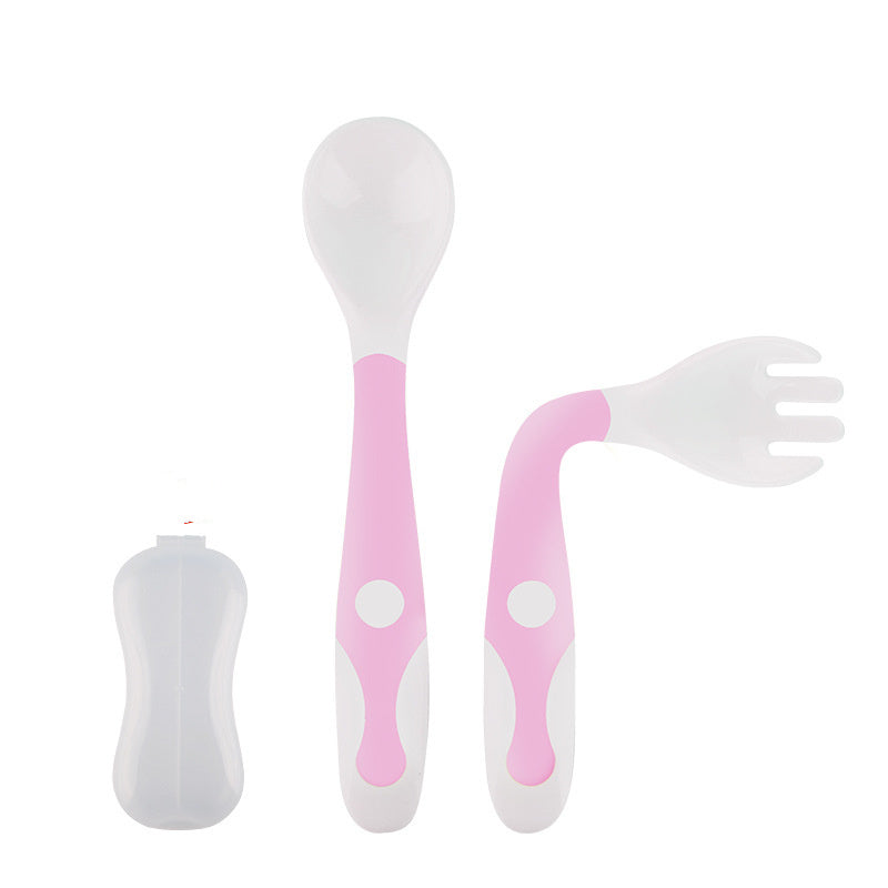 BabbCare Curved Baby Spoon Fork Set - BPA-Free Ergonomic Toddler Utensils