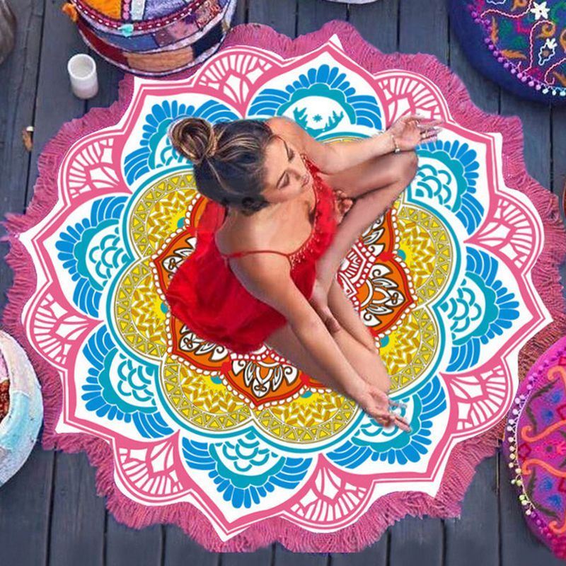 Bohemian Round Beach Towel & Yoga Mat - 150cm Tassel Mandala Throw Blanket