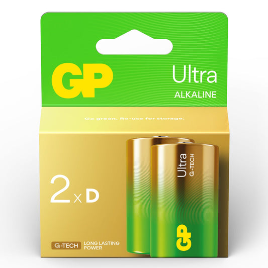 GP Ultra Alkaline D Batteries - Pack of 2