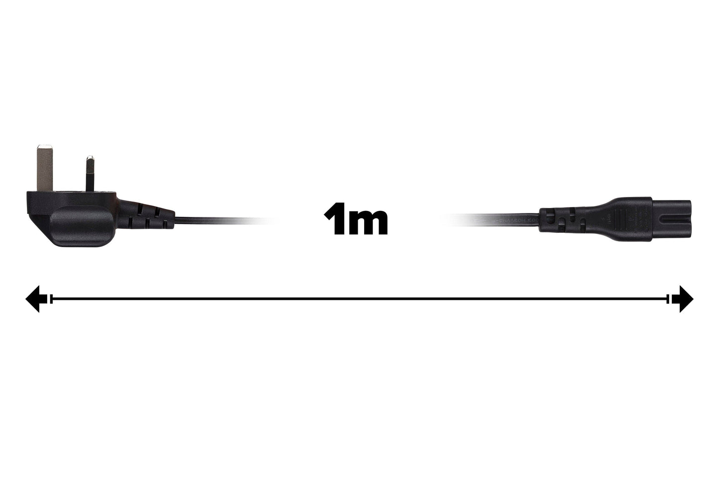 Maplin Power Lead IEC C7 Fig 8 2 Pin Plug to UK 3 Pin Mains Plug - 1m, 3 Amp Fuse