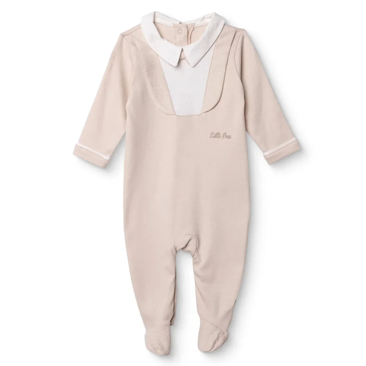 Bebetto "Little Boss" Slogan Shirt Collar Footed Baby Sleepsuit (Newborn to 6-9 Months)
