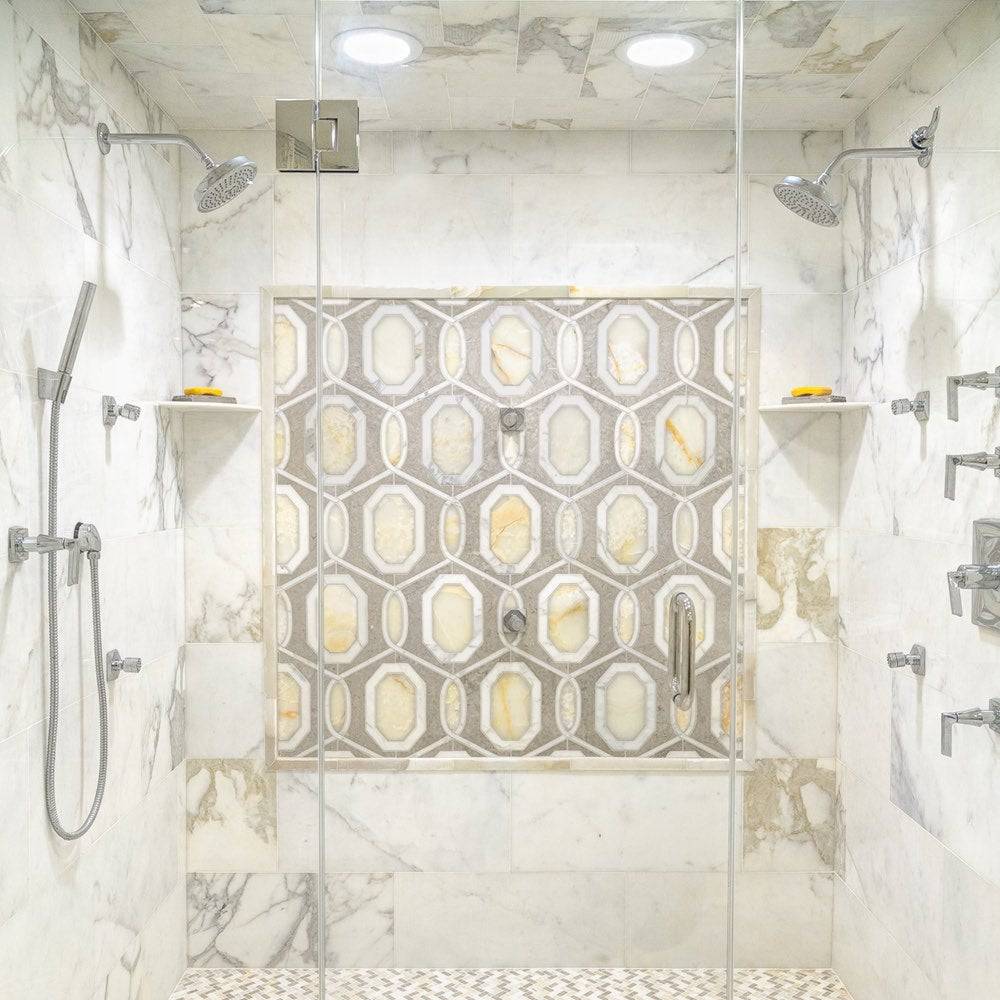 Calacatta Gold Italian Polished Subways Marble Tiles Subways 150x300x10mm