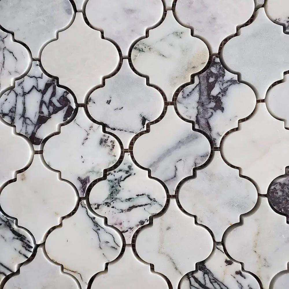 Calacatta Viola Honed Arabesque Lantern Marble Mosaic