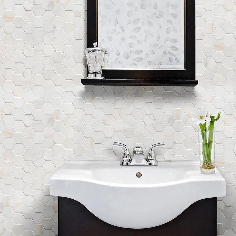 Calacatta Pink Marble Mosaic Hexagon Tiles – 50 × 50 × 10 mm