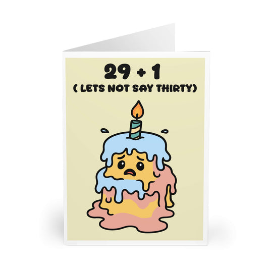 29 + 1 Birthday Card – Funny Customisable Crying Cake Design