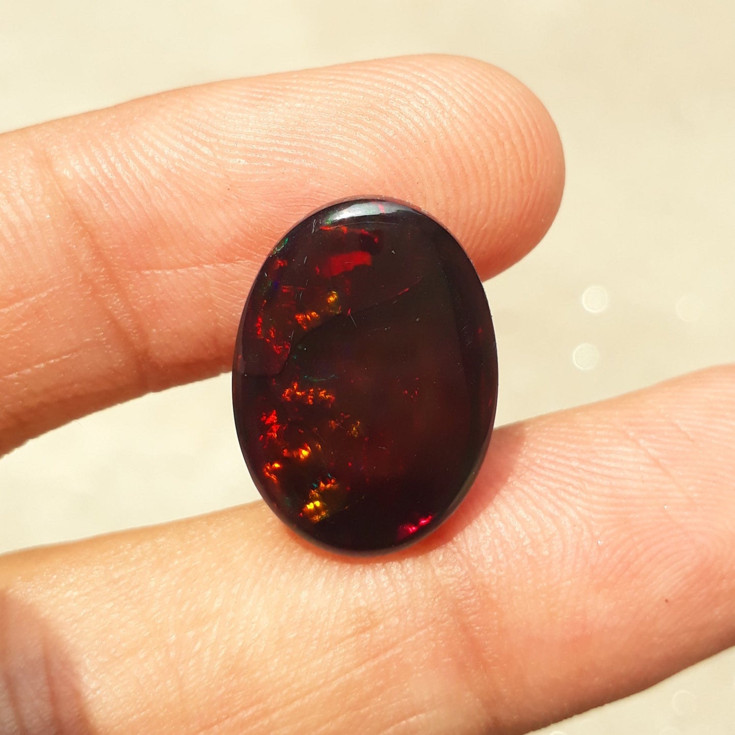 8.20ct Opal for Sale - Black Fire Opal - October Birthstone - 19x14mm
