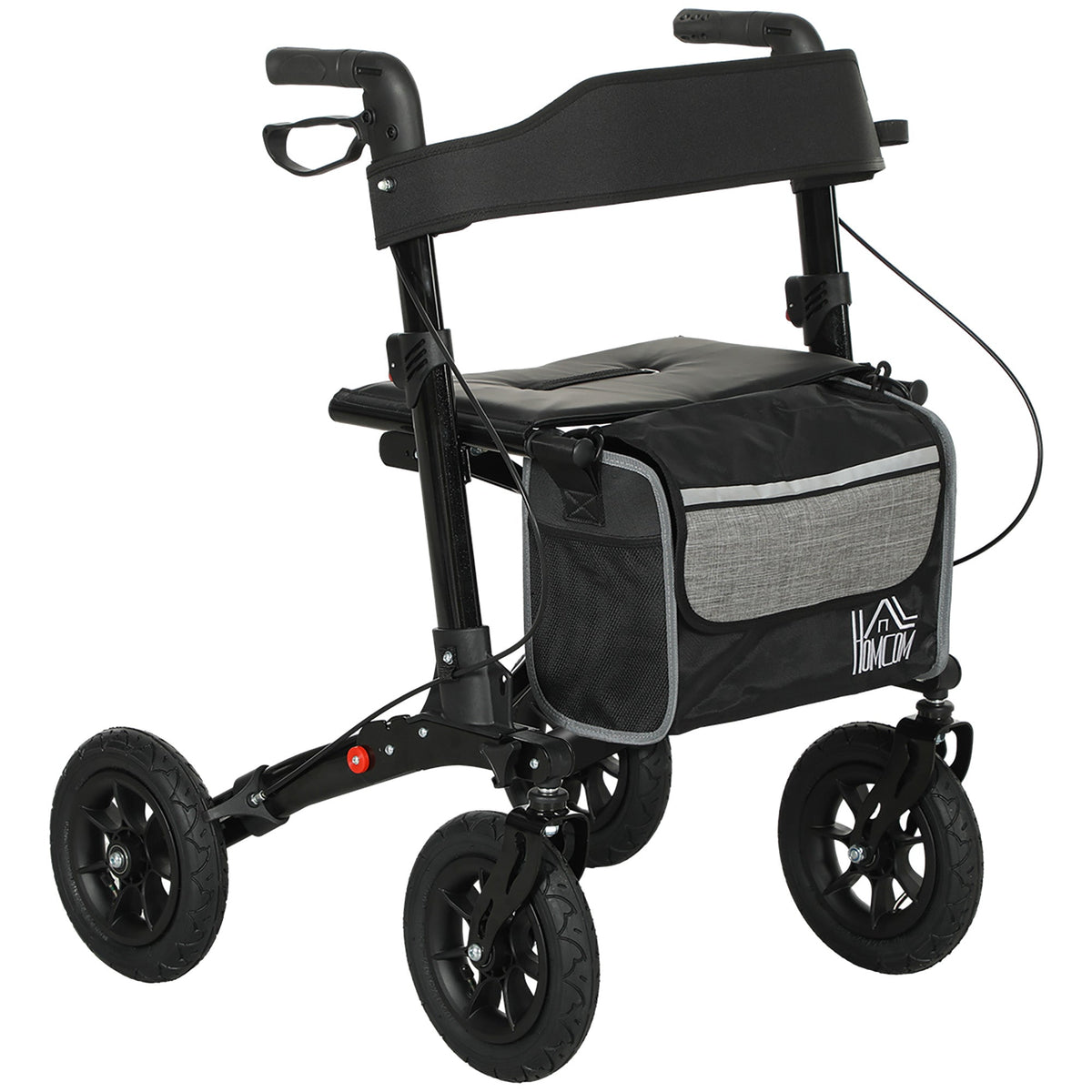 HOMCOM Rollator Walker with Padded Seat, Backrest, All-terrain Wheels