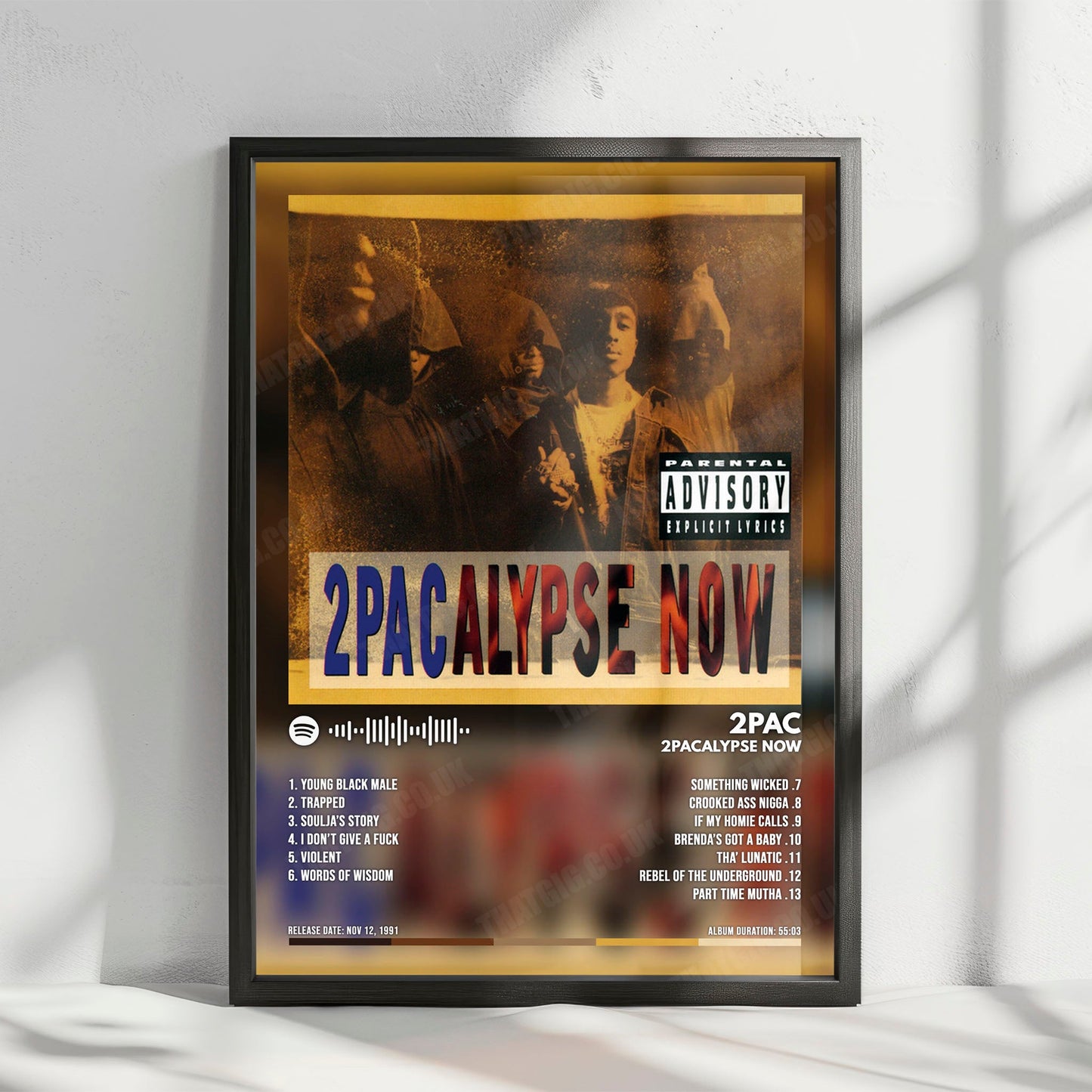 2Pac "2Pacalypse Now" Album Cover Poster - with Complete Tracklist