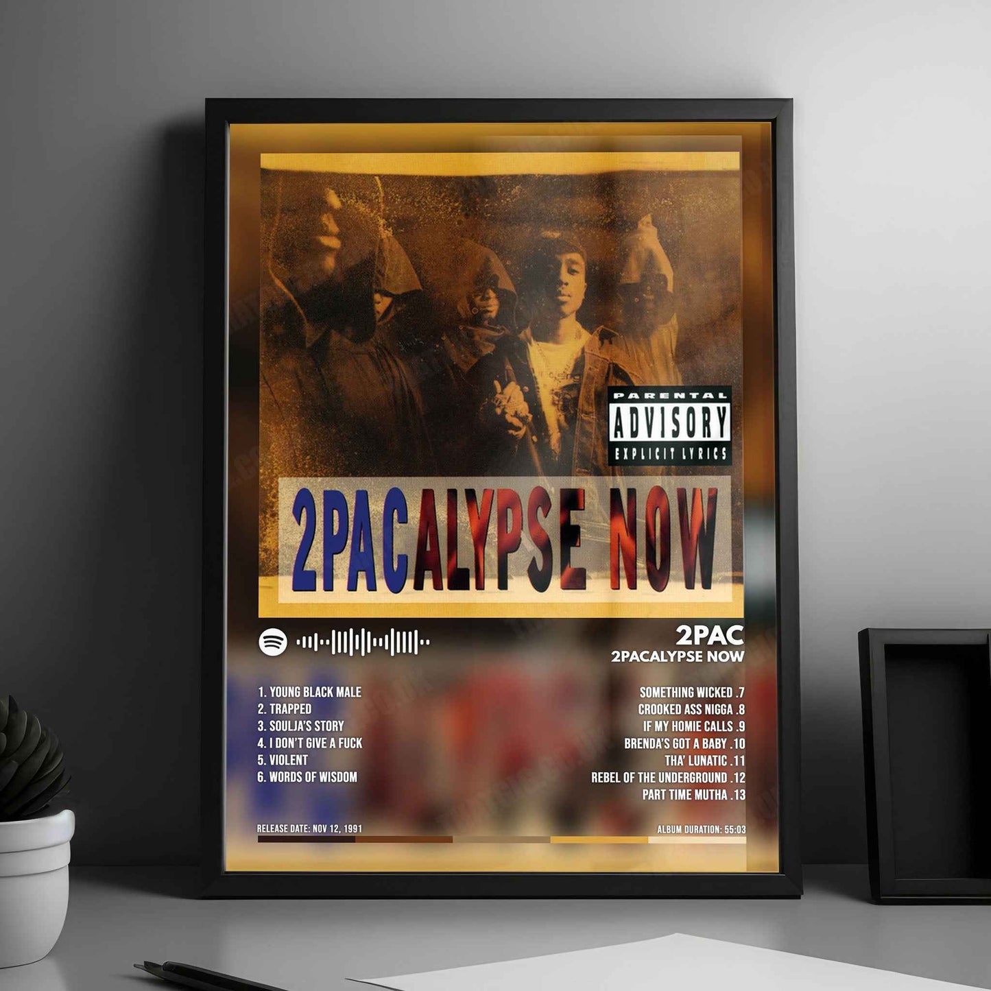 2Pac "2Pacalypse Now" Album Cover Poster - with Complete Tracklist