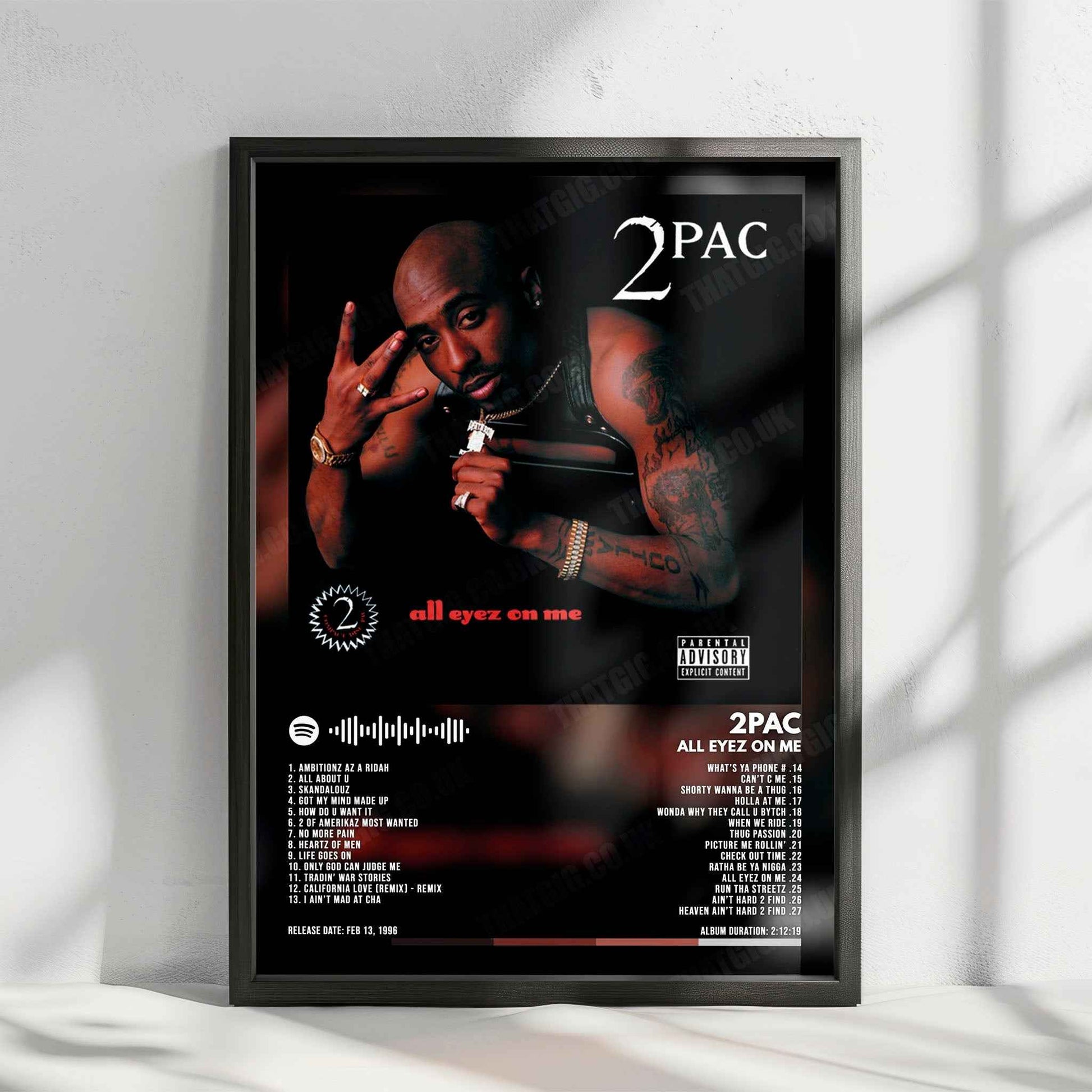 2Pac "All Eyez on Me" Album Cover Poster - with Complete Tracklist