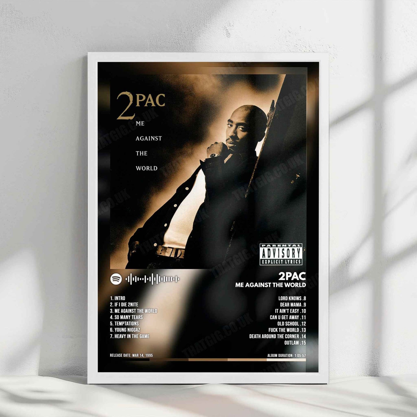 2Pac "Me Against the World" Album Cover Poster - with Complete Tracklist